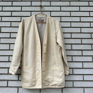 Vintage Bogner West Germany Linen Jacket Blazer Cream Yellow Size 12